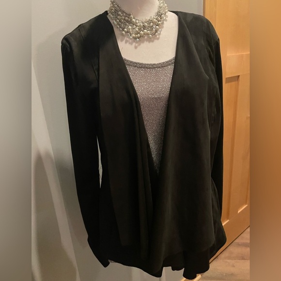 Hutch Jackets & Blazers - Hutch Black Waterfall Jacket L NWT Faux Suede Open Front Blazer Evening Holiday